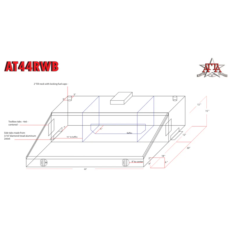 ATTA 44 Gallon Auxiliary Tank & Wedge-box Combo AT44RWB