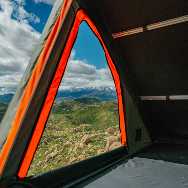 CYBERTRUCK Co x BA TENTS - PREASSEMBLED Rooftop Tent w/  Grey/Org Tent - 48x88" - Cybertruck Cap Fitment