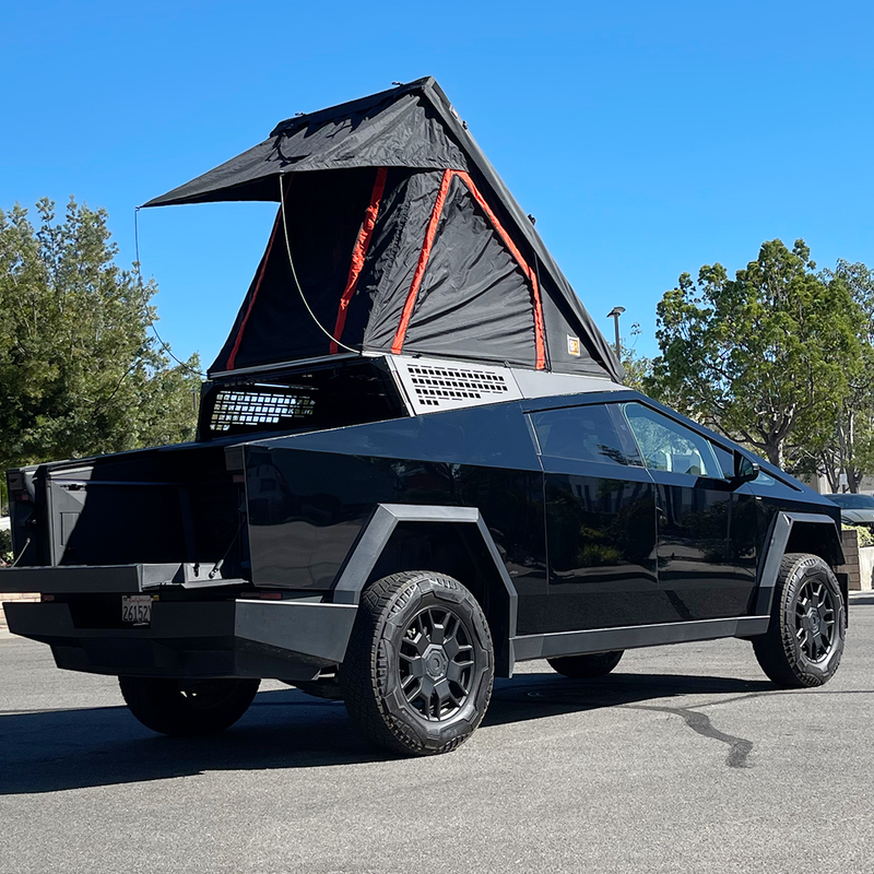 CYBERTRUCK Co x BA TENTS - PREASSEMBLED Rooftop Tent w/  Grey/Org Tent - 48x88" - Cybertruck Cap Fitment