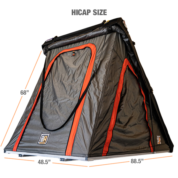 CYBERTRUCK Co x BA TENTS - PREASSEMBLED Rooftop Tent w/  Grey/Org Tent - 48x88" - Cybertruck Cap Fitment