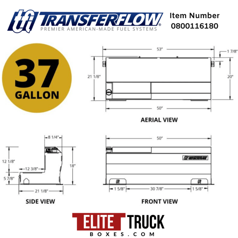 Transfer Flow 37 Gallon In-Bed Auxiliary Diesel Fuel Tank System - TRAX 4 Model 0800116180